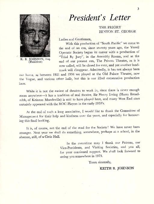 President's Letter - Keith B Johnson, YAOS President